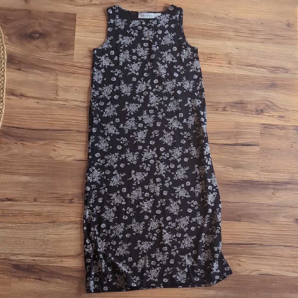 Chaus Black and White Floral Maxi Dress